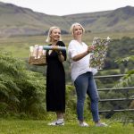 Eleanor, left, and Julie, right, launch their planet-friendly gift wrapping business, Scrunch Eco Wrap near their home in Balfron, west Stirlingshire. Photo by Martin Shields.