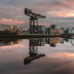 glasgow with the clyde arch bridge over the clyde river scotland
